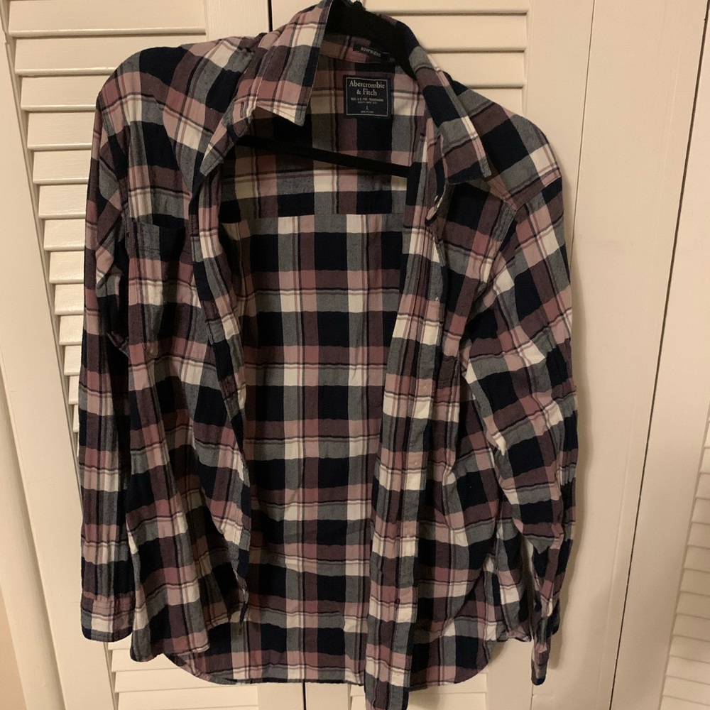 Abercrombie purple/grey/black/white flannel